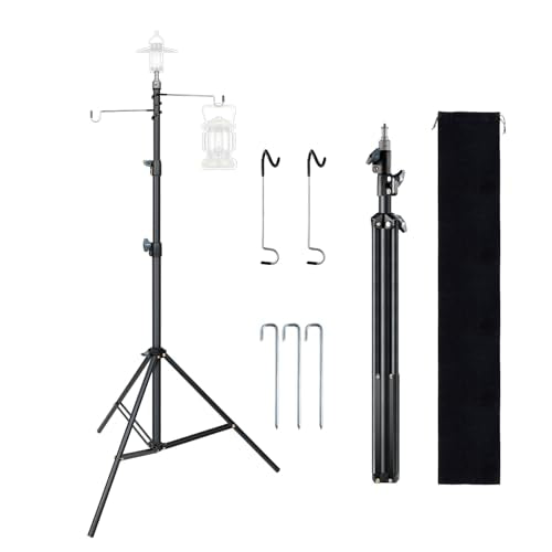 NexTerk 2 Pack Titanium Lantern Hooks, Stainless Steel Non-Slip Tent Light Pole Hook with Carbon Steels Tent Lantern Tripo...