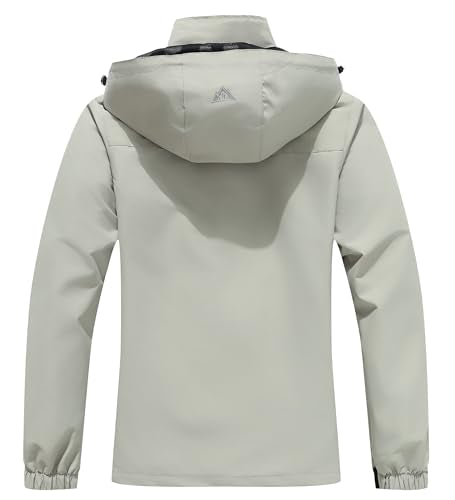 Women's Waterproof Lightweight Rain Jacket Windproof Breathable Trench Coat Detachable Hood Raincoats Outdoor Hiking Jacket