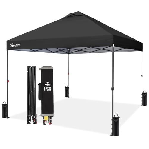 CROWN SHADES 10x10 Pop Up Canopy Tent - Patented Center Lock One Push Instant Outdoor Canopy Beach Tent with STO-N-Go Bag ...