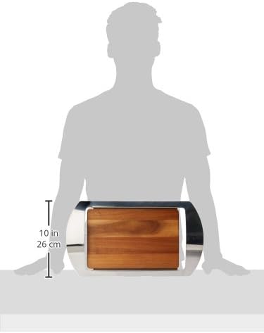 nambe Mikko Bar Tray | Large Serving Tray for Party | 19 Inch Platter for Serving Snacks, Food, Cookies | Made of Stainless Steel and Acacia Wood | Designed by Neil Cohen