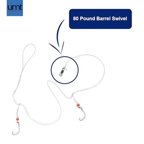 Sea Bass Hi/Lo Saltwater Fishing Rigs 1, 5 &10 Pack Bulk Options - Uncle Mo’s Tackle – Mustad Size 3/0 Bait Hook, 60lb Hea...