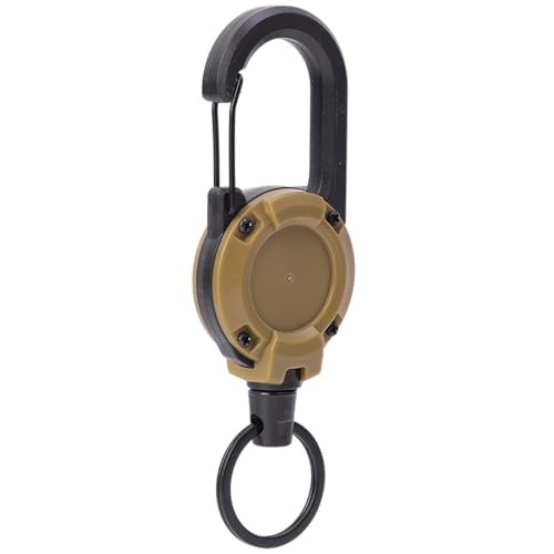 Brown Outdoor Heavy Duty Retractable Keychain Holder Tactical ID Badge Reel Key Ring