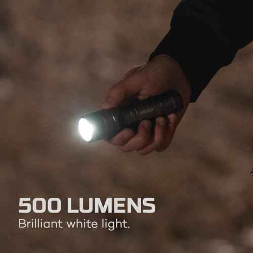 NEBO Newton Powerful LED Handheld Flashlight | AA Battery Powered Compact Waterproof Flashlight | Storm Gray | Available in 500, 1000, 1500 Lumens