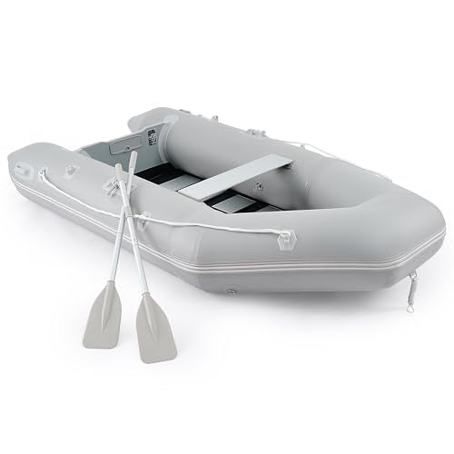 CO-Z 10ft Inflatable Dinghy Boat for 4 Adults, 990lb Capacity Heavy-Duty PVC Raft with Aluminum Floor & Oars, Motor Mount,...