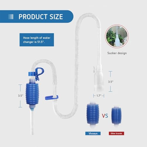 VIVOSUN Aquarium Gravel Cleaner Siphon Fish Tank Vacuum Cleaner with Fishing Net Long Nozzle Water Flow Controller - BPA Free