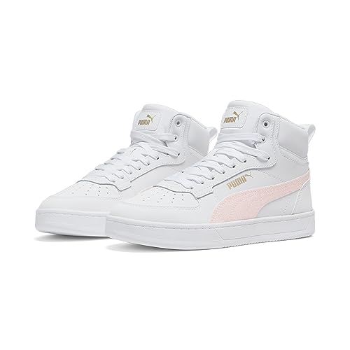 PUMA Kids' Caven 2.0 Mid Sparkle PUMA White-Peach Smoothie-Gold Big Kid 6.5