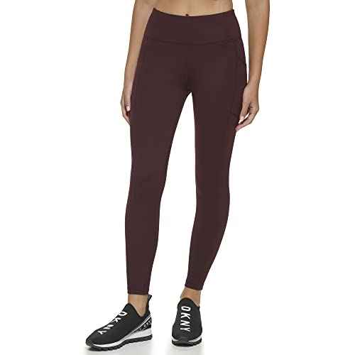 DKNY Womens Sport Tummy Control Workout Yoga Leggings, Currant, Large US