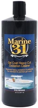 Marine 31 Gel Coat Heavy-Cut Oxidation Cleaner | Removes Oxidation & Restores Shine for Standard & Painted Gel Coat Surfaces | Cleans & Polishes Boat Exteriors | M31-211 | 32oz