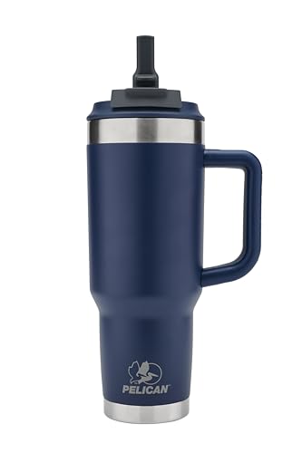 HydrationHub USA Pelican Porter™ Dual - 40 oz. Dual Lid, Recycled Double Wall Stainless Steel Travel Tumbler, Midnight