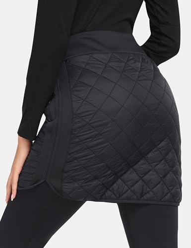 MoFiz Women's Quilted Puffer Skirt Insulated Warm Winter Skirt with Full Zipper Snow Skirts for Hiking Running Golf Outdoor
