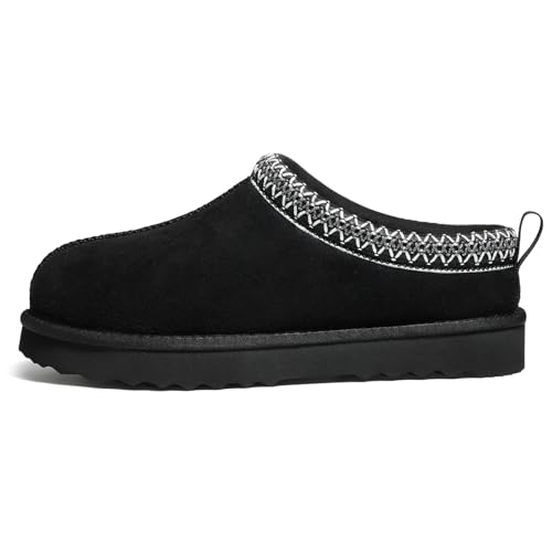 bebealy Genuine Suede Fuzzy Slippers for Women Winter Warm House Shoes Cozy Mini Boots for Indoor Outdoor