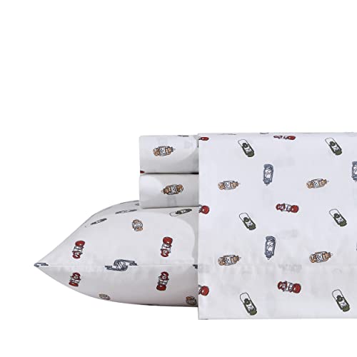 Eddie Bauer - Full Sheets, Cotton Percale Bedding Set, Crisp & Cool Home Decor (Explore Lantern White, Full)