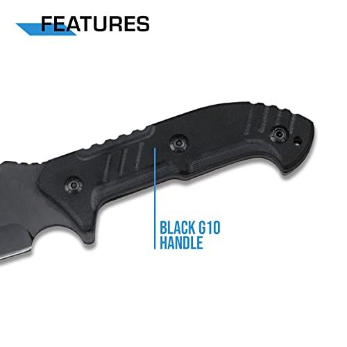 MTech USA – Fixed Blade Knife – Black Stainless Steel Blade with Black Carved G10 Handle, Full Tang, Includes 1680D Nylon ...