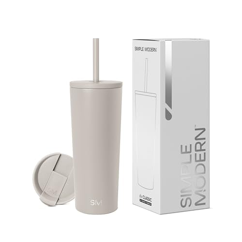 Simple Modern Insulated Tumbler with Lid and Straw | Iced Coffee Cup Reusable Stainless Steel Water Bottle Travel Mug | Gi...
