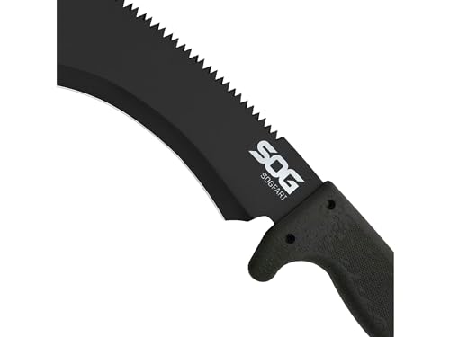 SOG Sogfari Kukri 13" Stainless Steel Survival Machete Knife | Saw on the Back of the Blade, Textured Handle, Nylon Sheath