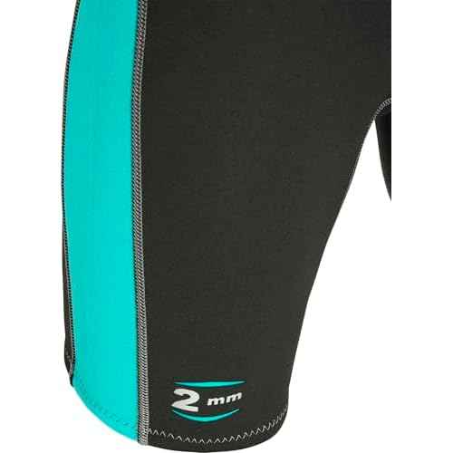 Cressi Lido 2 mm Lady Short Sleeves Short Wetsuits, Black/Aquamarine, 2 mm, L