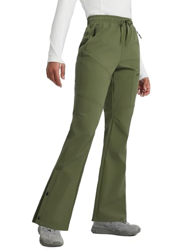 baleaf Women's Waterproof Pants Hiking Snow Fleece Lined Pockets Thermal Warm Insulated Softshell Ski