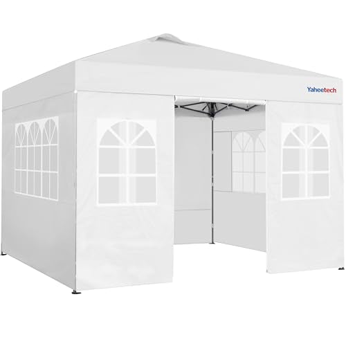 Yaheetech 10x10 FT Pop Up Canopy Tent with 4 Side Walls & One-Push Setup & Roller Bag, Outdoor Heavy-Duty Instant Event Te...