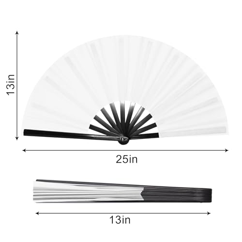 Huniruyo Large Clap Fans for Line Dancing Folding Hand Rave Fan Nylon Cloth Foldable for Line Dancing Festival Craft Dance...