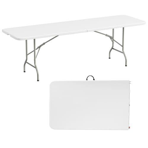 Elevon 8 Feet Heavy Duty Folding Table with Adjustable Height, Fold-in-Half Portable Table for Indoor Outdoor Use - Campin...
