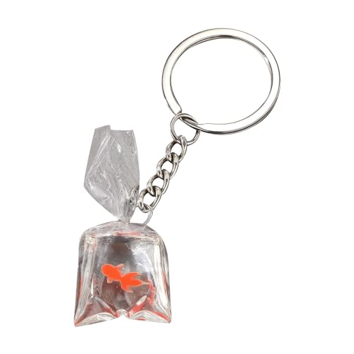 XUYUH Creative Resin Water Bag Keychain Charm Stylish Resin Fish Keychain with Transparent Water Bag Chic Hangings Decorat...