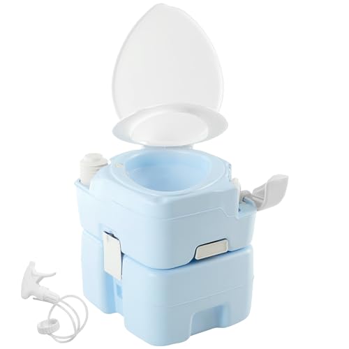 YITAHOME 5.28 Gallon Portable Toilet Camping Porta Potty with Diagonal Enlarged Bowl, Hand Sprayer and Press Flush Pump, S...