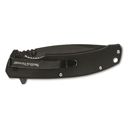 Smith & Wesson Velocite 7.75in High Carbon S.S. Assisted Folding Knife with 3.5in Clip Point Blade and Polymer Handle for ...