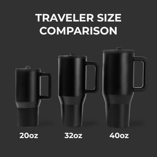 HydroJug Traveler - 40 oz Water Bottle with Handle & Flip Straw - Fits in Cup Holder, Leak Resistant Tumbler-Reusable Insu...