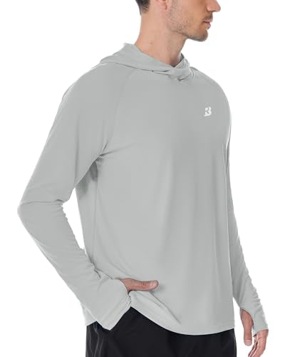 Roadbox Mens UPF 50+ Fishing Shirt, Long Sleeve UV Sun Protection Hoodies, Quick Dry Rash Guard for Hiking Outdoor Working