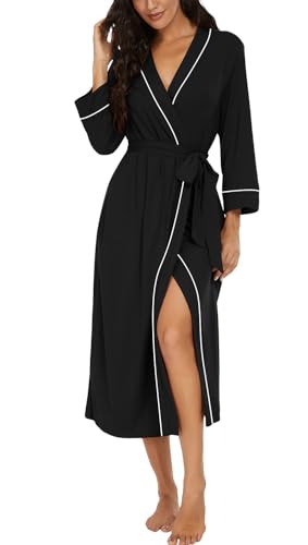 PrinStory Womens Robe Long Kint Bathrobe Lightweight Soft Robes Ladies Bath Robe