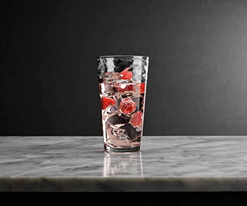 Glaver's Hammered Glass Cups. Cocktail Drinking Glasses Set of 6 Tall Kitchen Glasses, 17 oz Water Glassware For Bar, Juic...