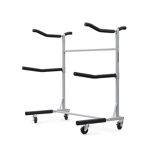 SPAREHAND Freestanding Triple Storage Rack - Heavy Duty G-C4 Caster Wheels with W/Brake - Tri-Level Rack System for 3 Kaya...