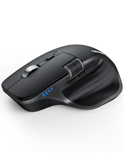 TECKNET Wireless Mouse, Bluetooth Mouse (BT5.0/5.0 & 2.4G) Rechargeable 4800 DPI Ergonomic Optical Mouse with 6 Adjustabl...