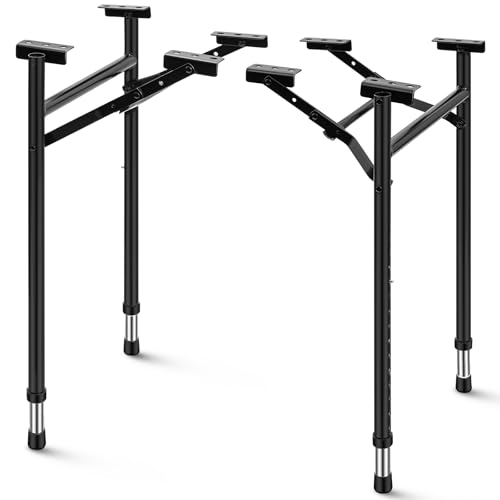 Tandefio Folding Table Legs Adjustable Height 14 Inch Wide Folding Tables Legs Collapsible Durable Metal Furniture for Kit...