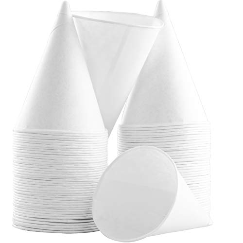 Eco-Friendly, Wax Free 4.5oz White Paper Cone Cups 50Pk. Small Dispenser Cup for Shaved Ice, Office Water Coolers, Sports ...