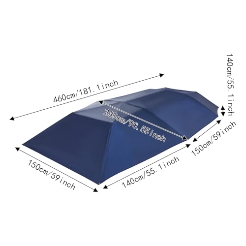 15.09x7.55ft Car Canopy Umbrella, Car Sun Shade Umbrella Cover Tent with Wind-Proof Ropes, Semi Automatic Portable Roof Te...