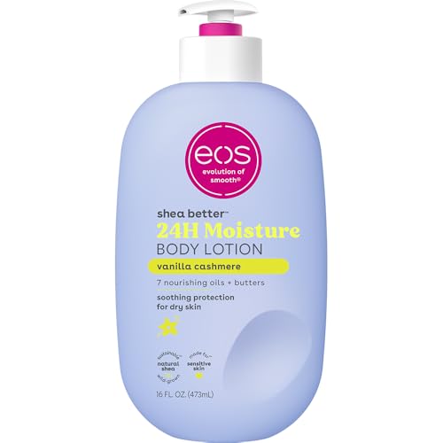 eos Shea Better Body Lotion Vanilla Cashmere, 24-Hour Moisture Skin Care, Lightweight & Non-Greasy, Natural Shea, Vegan, V...