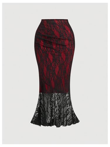 SOLY HUX Women's Floral Lace Skirt Set 2 Piece Sleeveless Top and Bodycon Fishtail Skirts Summer Coquette Outfits