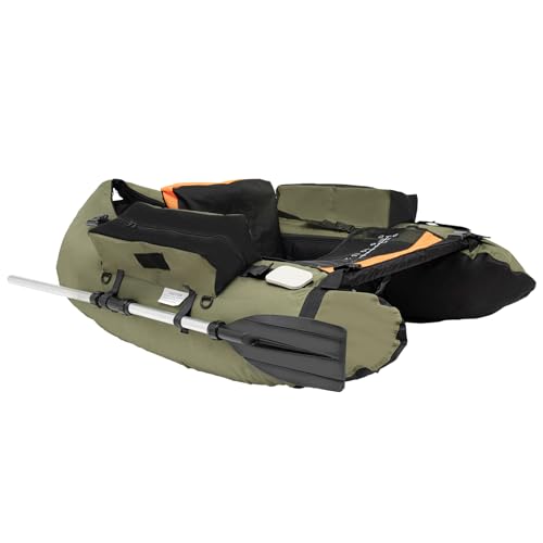 Inflatable Boat, Inflatable Fishing Boat, Portable Boat Raft Kayak with Accessories Pole Holders Cushions Grab Line Outdoo...