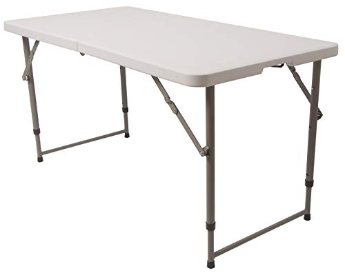 Elevon Portable Utility Camping Crafting Folding Table, 4 Feet, White