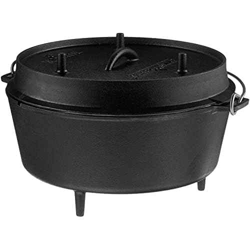 Camp Chef DO-12 Pre Seasoned Cast Iron Dutch Oven, Black