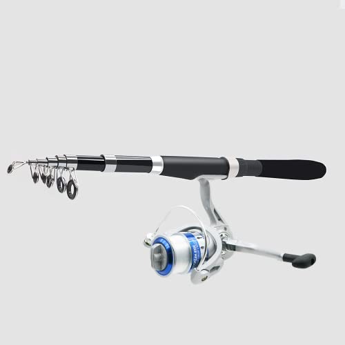 Fishing Pole Combo Set,2.1m/6.89ft 2PCS Collapsible Rods 2PCS Spinning Reels Lures Set Carrier Bag Carbon Fiber Telescopic...