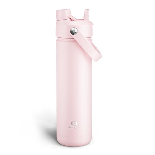 ENCOOL Insulated Water Bottle with Straw Stainless Steel Water Bottle, Leak-Proof, BPA-Free, Double Wall Vacuum Keeps Cold...