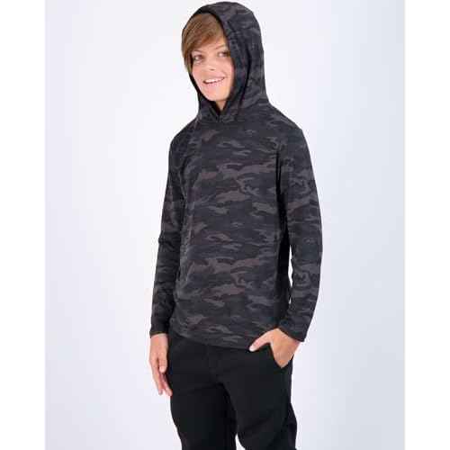 Real Essentials 3 Pack: Dry-Fit Youth Boys Teen Active Long Sleeve Hoodie Sweatshirts - Hooded Pullover Shirts