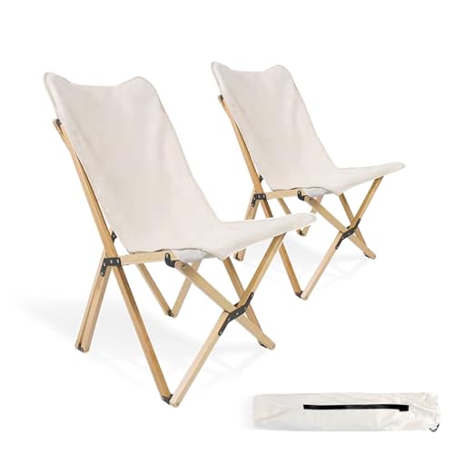 Bathonly 2 Pack Outdoor Folding Camping Chair, Beach Chair with Backpocket and Carry Bag, Portable Butterfly Reclining Cha...