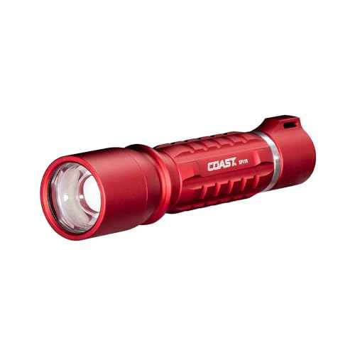 Coast XP11R 2600 Lumen USB-C Rechargeable LED Flashlight with Slide Focus¢ç?and Pure Beam¢ç Focusing Optic, 4 Light Modes, Red