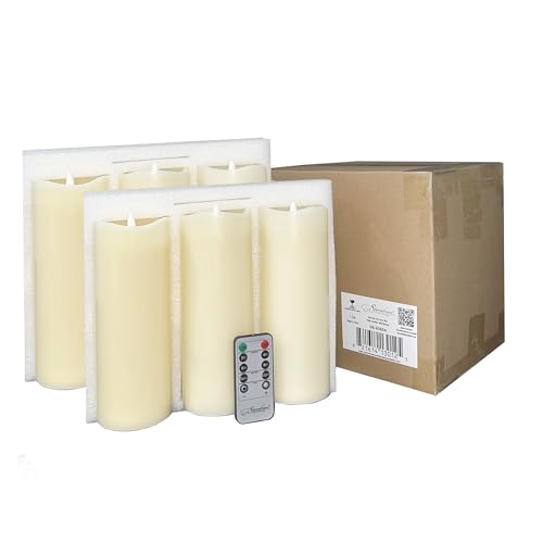 Stonebriar 3 Count Ivory Real Wax 3x8 Flameless LED Pillar Candles with Remote and Timer