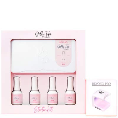 Kiara Sky Gelly Tips Starter Kit | Includes Prep, Primer, Builder, Top Coat, Tips | Almond Medium