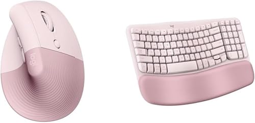 Logitech Wave Keys & Lift Vertical Mouse - Ergonomic Bundle — Wireless Keyboard with Cushioned Palm Rest & Vertical Wirele...