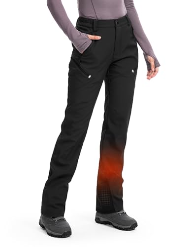 Moosehill Women's Ski Snow Pants: Fleece Lined Waterproof Insulated Softshell for Winter Outdoor Hiking with 5 Pockets